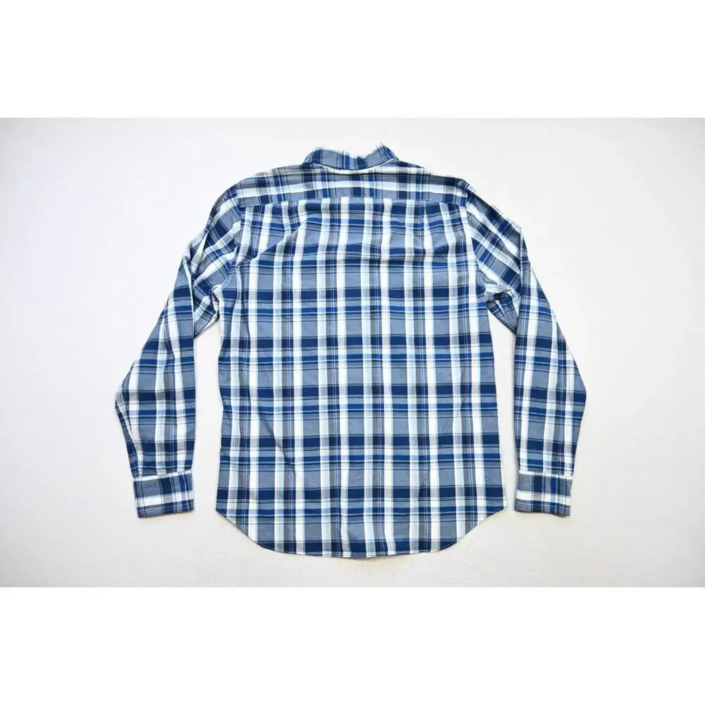 J Crew Flex Wash Dress Shirt Plaid Classic‎ Stretch Long Sleeve Mens Sz Medium